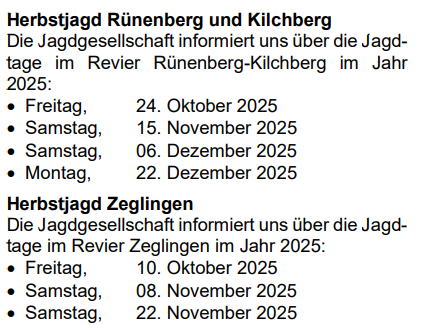 Jagddaten 2025